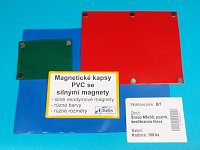 Magnetická kapsa se silnými magnety PVC 40x80mm barva červená